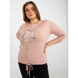 Fashion Hunters Light pink blouse plus size with print and application Cene