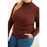 Kesi Włoski Women's Plus Size sweater made of viscose with a turtleneck brown | Shoptok.si