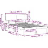  Okvir kreveta s glavom vosak smeđa 135x190 cm od čvrste borovine | shoptok.hr