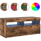 TV ormarić s LED svjetlima boja dimljenog hrasta 90x35x40 cm | Eponuda.ba