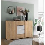 CARRYHOME ŠIROKA KOMODA, bela, barve hrasta | Shoptok.si