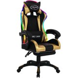 vidaXL racing stol z RGB LED lučkami zlato in črno umetno usnje | Shoptok.si