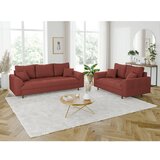 Ropez Opečnato oranžna sedežna garnitura iz rebrastega žameta 210 cm Ariella – | Shoptok.si