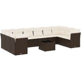  11-dijelni set vrtnih sofa od poliratana s jastucima smeđi | shoptok.hr