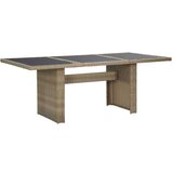  Vrtna jedilna miza rjava 200x100x74 cm steklo in poli ratan, (20665653) | Shoptok.si