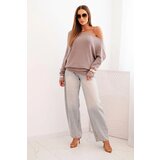 Kesi Włoski Women's asymmetrical batwing viscose sweater cappuccino | Shoptok.si