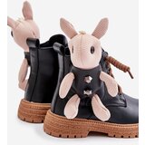 Kesi Leather Insulated Children's Boots With Zipper And Bear Black 36261 | shoptok.hr