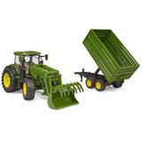 Bruder traktor John Deere 7R 350 s prednjim utovarivačem i prikolicom za prijevoz Cijene