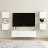 The Living Store Komplet TV omaric 6-delni visok sijaj bela iverna plošča - TV Omarica, (21374680) Cene