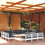 Maison Chic Seti vrtnega pohištva - Vrtna garnitura - Vrtni pohištvo set 13-delna z blazinami bela borovina, (21816153) | Shoptok.si