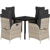  5-dijelni vrtni blagovaonski set od poliratana s jastucima sivi Siva 80 x 80 x 74 cm | Shoptok.si