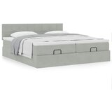 vidaXL Otomanski posteljni okvir z vzmetnicami siv 180x200cm žamet | Shoptok.si