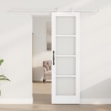 vidaXL klizna vrata s setom dodataka 'ORKDAL'Bijela od punog drveta i stakla | shoptok.hr