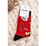 Aura.via Men's Socks with Asian Noodle Patterns in Red | Shoptok.si