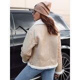 DStreet Kurtka damska FURBLAZE skórzana z kożuszkiem beżowa | Shoptok.si