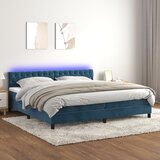 vidaXL Box spring postelja z vzmetnico LED temno modra 200x200cm žamet Cene