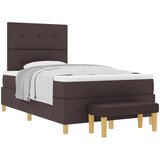 vidaXL Krevet s uzdužnom oprugom s madracem i klupom tamnosmeđi 120x200 cm tkanina | shoptok.hr