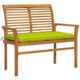 vidaXL Vrtna klop s svetlo zeleno blazino 112 cm trdna tikovina Cene