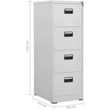 vidaXL Ormarić za spise svjetlosivi 46 x 62 x 133 cm čelični | shoptok.hr