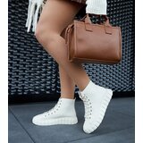 Gemre Beige long leather sneakers Carassai | Shoptok.si
