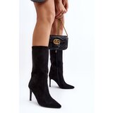 Boto Women's Half-Calf Boots with Stiletto Heel Black Odetteia | Shoptok.si