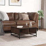 vidaXL Klubska mizica rjavi hrast 60,5x60,5x30 cm inžen. les in kovina | Shoptok.si