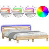  The Living Store Posteljni okvir z vzglavjem in LED sonoma hrast 200x200 cm - Posteljni Okvir, (21530965) | Shoptok.si