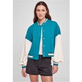 UC Curvy Ladies Oversized 2 Tone College Terry Jacket watergreen/whitesand Cene