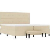  Krevet s opruga kutije s uzglavljem Krema 200 x 200 cm tkanina | shoptok.hr