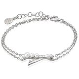 Majorica ženska romance pearl ribbon bela biserna srebrna narukvica 3 mm Cene