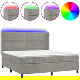 Maison Chic Box spring postelja - Vzmetna postelja z vzmetnico LED svetlo siva 160x200cm žamet SL15987, (21895968) | Shoptok.si
