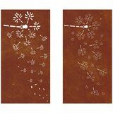  Vrtni zidni ukrasi 2 kom 105x55 cm čelik COR-TEN cvjetni uzorak | shoptok.hr