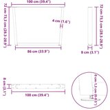  noge jedilne mize v-oblika 2 kosa naravno jeklo 100x(72-73,3)cm, (21828259) | Shoptok.si