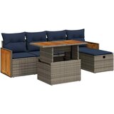  6-dijelni set vrtnih sofa poliratan i bagrem s jastucima sivi | shoptok.hr
