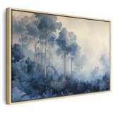 Slika - Landscape with Trees in Illustrative Style Fairy-Tale Blue Forest 90x60 U prirodnom drvenom okviru | shoptok.hr