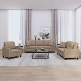 vidaXL 3-dijelni set sofa s jastucima boja cappuccina od umjetne kože | shoptok.hr