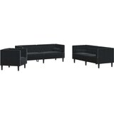 vidaXL 3-dijelni set sofa Chesterfield crni baršunasti | shoptok.hr