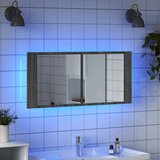 vidaXL LED kopalniška omarica z ogledalom siva sonoma 100x12x45 cm | Shoptok.si