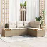 vidaXL 4-dijelni set kauča za vrt s jastučićima Bež Poli ratan Akacija | shoptok.hr