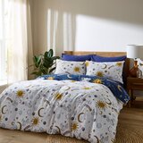 Their Nibs Bela/modra bombažna podaljšana posteljnina za zakonsko posteljo 230x220 cm Disco Space – | Shoptok.si