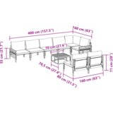 vidaXL Vrtna sedežna garnitura 9 pcs Antracitna Jeklo | Shoptok.si