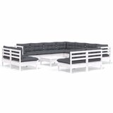 Maison Chic Seti vrtnega pohištva - Vrtna garnitura - Vrtni pohištvo set 12-delna z blazinami bela borovina, (21817004) | Shoptok.si