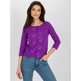 Fashion Hunters Purple short formal blouse with 3/4 sleeves Cene