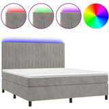  Box spring postelja z vzmetnico LED svetlo siva 160x200cm žamet, (20790161) | Shoptok.si
