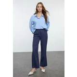 Trendyol Navy Blue Wide Leg/Wide Leg Woven Striped Trousers