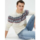 Koton Acrylic Blend Sweater Crew Neck Ethnic Patterned cene