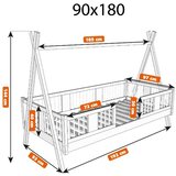 Molarem Home Drveni dječji krevet Luna Tipi - svijetlo drvo - 200x90 cm - Bez ladice | shoptok.hr