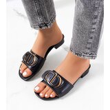 Gemre Black flat heel slides Cammeray | Shoptok.si