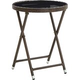  3-dijelni bistro set s jastucima smeđi od poliratana i stakla | shoptok.hr