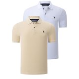 Dewberry DUAL SET T8561 MENS TSHIRT-WHITE-BEIGE | shoptok.hr